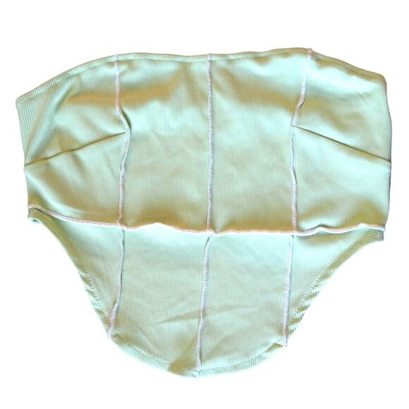 Y2K Strapless Crop Top Size Medium (6) Tube Top Ribbed Stretch Green - Picture 1 of 5
